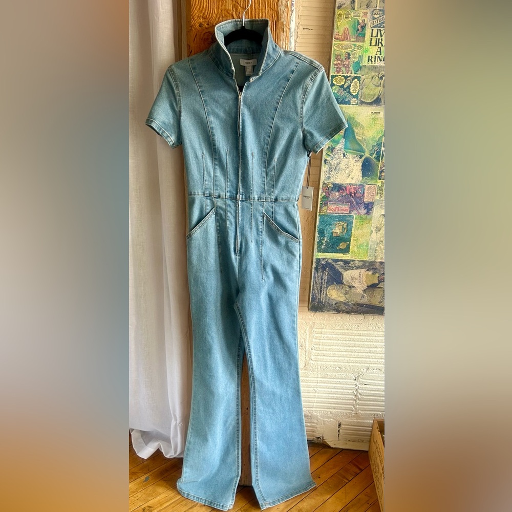 Forever 21 Blue Boot Cut Jumpsuit